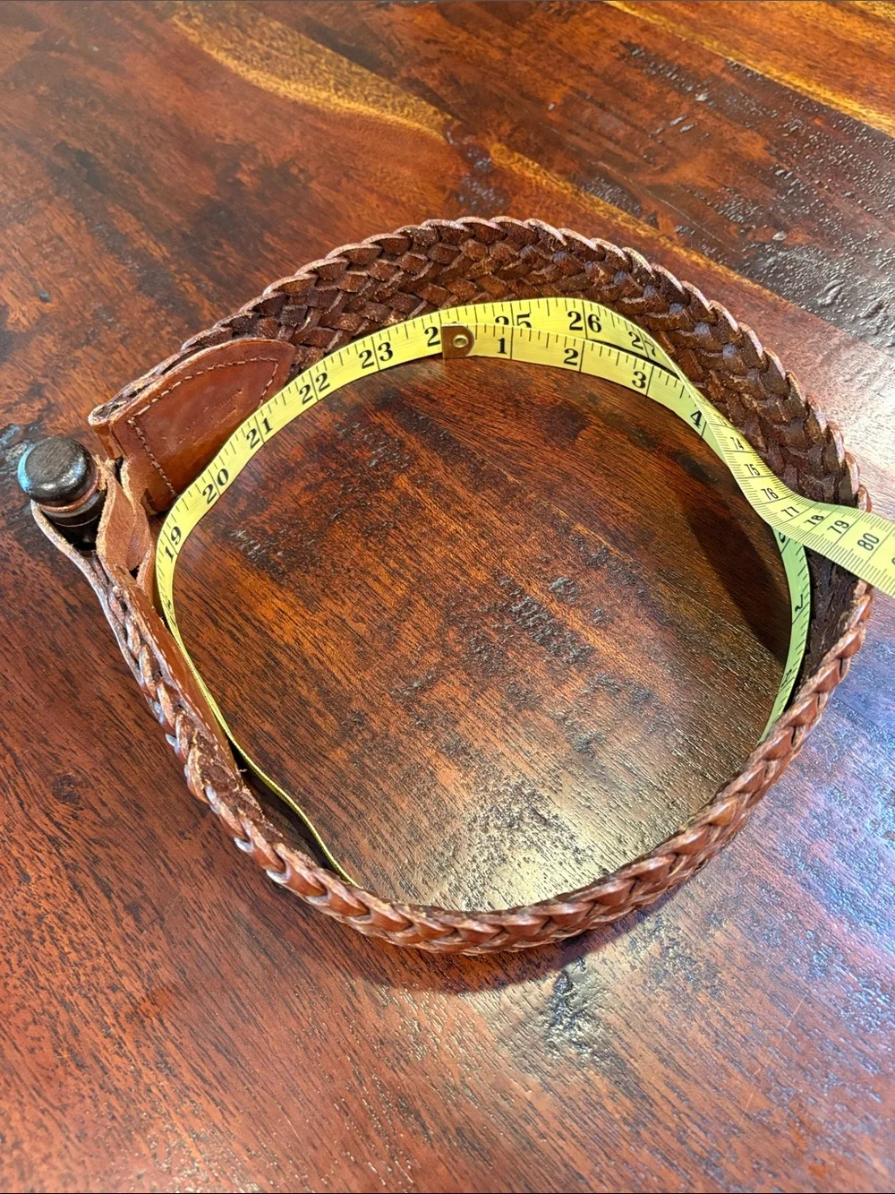 Vintage Ralph Lauren Braided Leather Wood Peg Waist Belt XXS/XS *As-Is* - Picture 6 of 12